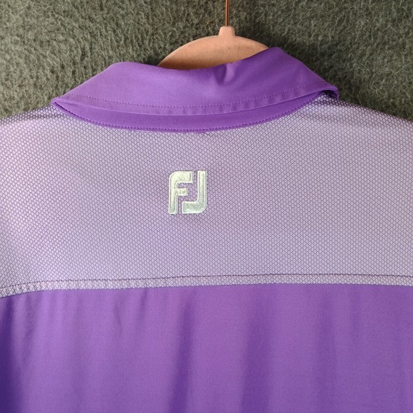 FootJoy Golf Shirt Polo Mens Medium Purple Performance Logo The Ridge - Picture 8 of 11